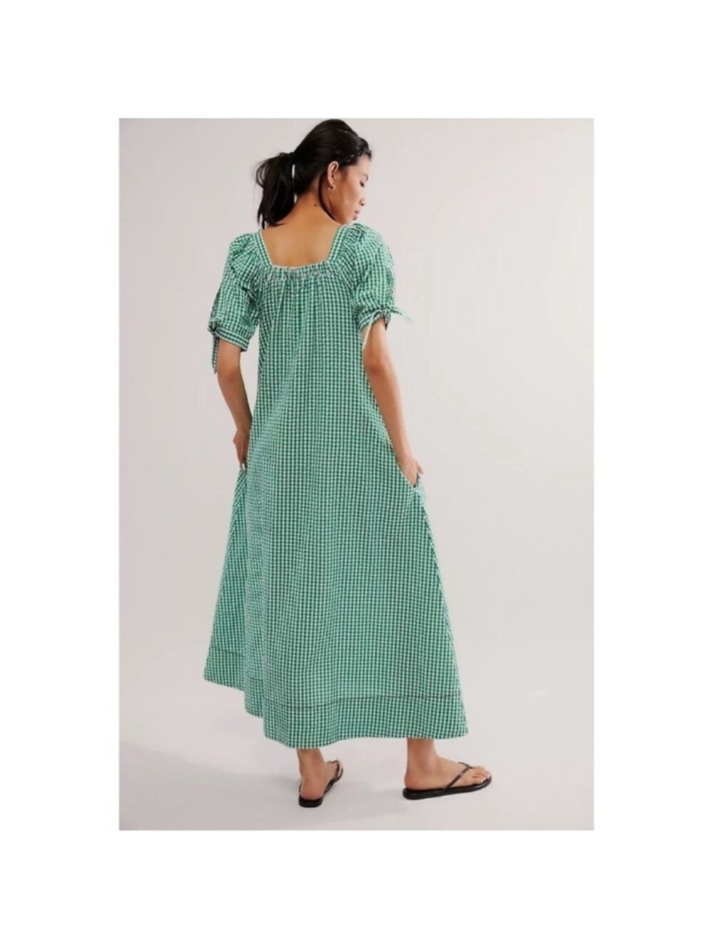 Free People Cass Green Gingham Maxi Dress - Picture 3 of 7